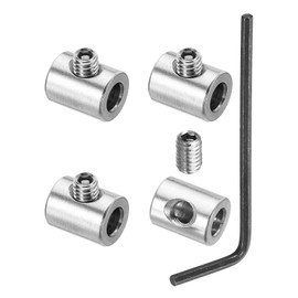 PATIKIL 4mm Hole Wire Rope Clips Set, 4 Pcs 304 Stainless Steel Single Holes Lock Cable Clamps Clip with M4 Hexagon Screws Spanner for Cable Fittings, Silver