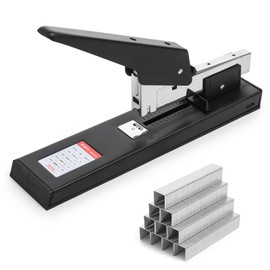 M&G Heavy Duty Stapler with 1000 Staples, 100 Sheet High Capacity, Manual Large Metal Office Stapler for Paper Binding, Black