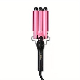 3 Barrel Curling Iron Wand - Adjustable 25mm Hair Curling Wand Portable Hair Styler for Travel Heats Up Quickly with Heat Resistant Glove for All Hair Types, Women Gift (Pink)