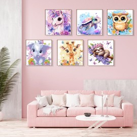 LAISLLA Paint by Numbers Children Animals from 5 6 7 8 9 Years Girls and Boys Paint by Numbers Adults and Children with Brushes Acrylic Pigment Painting Drawing without Frame 20 x 20 cm Pack of 6