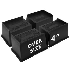 HANIHUA Bed Risers 4 inch Heavy Duty, Oversized Furniture Risers, 4 Pack Extra Wide Bed Lifts Risers for Table, Sofa, Dorm Twin XL, Couch, Desk, Bed Frame Risers Supports Up to 6,500 Lbs