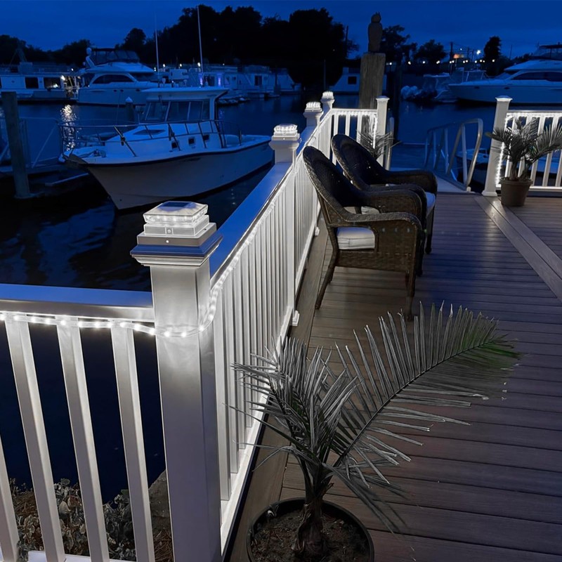 Solar Post Cap Lights, 6500K Cool White IP65 Waterproof Solar