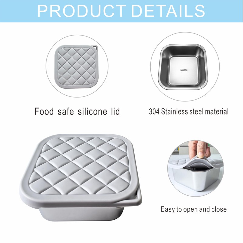 F.Y.Dreams 3 Pack 304 Stainless Steel Sandwich Containers With Silicone