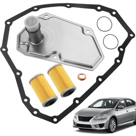 RAHQHD Car Transmission Oil Filters & 15 Hole Pan Gasket Set Compatible with 2012-2019 Nissan Tiida Versa Sentra Note Swift Maxima Replaces 33010-JF015 31726-28X0A 31726-3JX0A RE0F11A 19318012