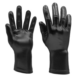 Aniler Unisex Shiny Metallic Wrist Length 1980s Costume Party Gloves, Black, One Size