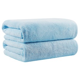 Orighty Bath Towels Set Pack of 2(27’’ x 54’’) - Soft Feel Bath Towel Sets, Highly Absorbent Microfiber Towels for Body, Quick Drying, Microfiber Bath Towels for Sport, Yoga, SPA, Fitness - Blue