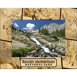 Rocky Mountains National Park Collage Laser Engraved Wood Picture Frame Landscape (5 x 7)