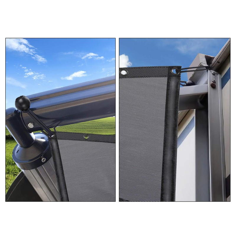 EXCELFU RV Awning Side Sun Shade Screen 9'X7', Black Mesh