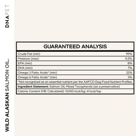 DNA PET Wild Alaskan Salmon Oil for Dogs - EPA, DHA, Omega 3 & 6 Fatty Acids for Pets - Liquid Fish Oil Supplement for Dogs - All Breeds - 8 fl oz