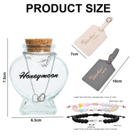 Wasise Honeymoon Sand Keepsake Jar - Mr and Mrs Luggage Tags, Mr & Mrs Adjustable Beaded Couple Bracelet, Couple Honeymoon Essentials Set, Funny Ideas Wedding Bridal Shower Gifts for Bride