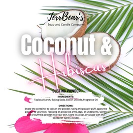 JerrBear’s Custom Body Dusting Powder - Scented - Gentle - Fine Powder Talc-Free Fragrance Moisture Cosmetic Skin Care:_Coconut & Hibiscus