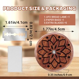 Gjinxi Bread Lame Sourdough Scoring Tool, Wooden Dough Scoring Knife with 5 Razor Blades, Ergonomic UFO Bread Lame Knives Sourdough Razor Scorer Breads Bakers Slashing Baking Tool