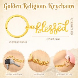 Spakon 50 Pcs Blessed Christian Keychains Mother's Day Gifts Bulk Religious Bible Verse Key Chain for Church Prayer Party Favors