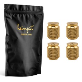 heimzeit Cabinet Knobs for Doors, Drawers, and Dressers Made of Aluminium [4 Pieces, Ribbed] Color: Gold, Stylish Design, Furniture Knobs with Single Hole Grip and Screws
