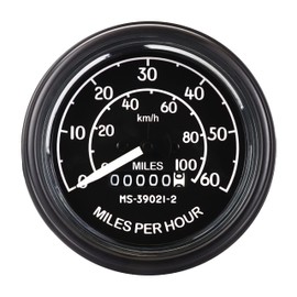 RACETECH 60 MPH/100 KMH Dual Scale Mechanical M-Series Speedometer & Odometer – 85mm (3-3/8"), Black Gauge, MS39021-2 Replacement for HMMWV Humvee Jeep Trucks