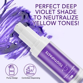 Purple Toothpaste for Teeth Whitening - Natural Purple Pigment, Neutralizes Yellow Tones, Brightens Stains, Fresh Breath, Natural Mint Flavor, Travel-Ready, 30ml (Toothpaste)