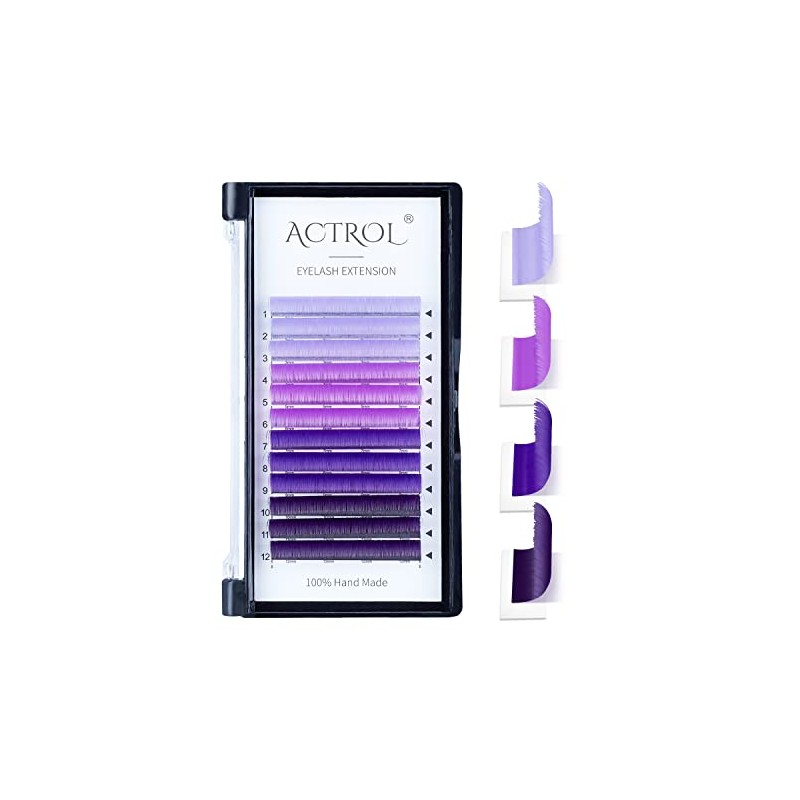 ACTROL Colored Eyelash Extensions Easy Fan 13mm Ombre Purple D