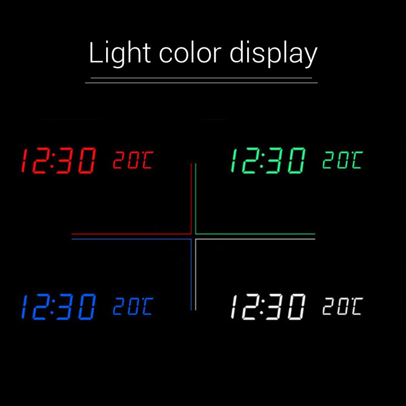 Digital Clock Wooden Electronic LED Time Display Temperature and Humidity