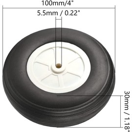 Bettomshin 2Pcs 4 inch RC Model Airplane Super Light Sponge Tire Tail Wheel Tire and Wheel Sets for RC Car Airplane PU Sponge Tire with Plastic Hub