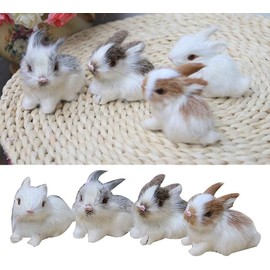 Mini Realistische niedliche Plüschkaninchen lebensechte Tier Osterhase Simulation Modell Geburtstagsgeschenk Stofftiere und Teddybären Pelzhase Figur