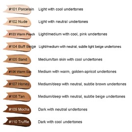 2Pcs Liquid Foundation Full Coverage 24HR Matte Oil Control Concealer 30ml (Nude & Buff Beige) with Kabuki Foundation Brush Flat Top (1pcs-107)