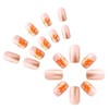 SWEKKE Press-on Nails Short Square Orange French Tip False Nails