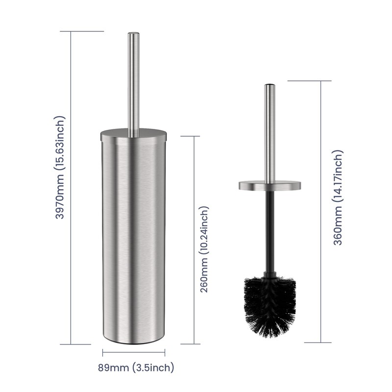 DOWRY Stainless Steel Freestanding Toilet Bowl Brush and Holder with