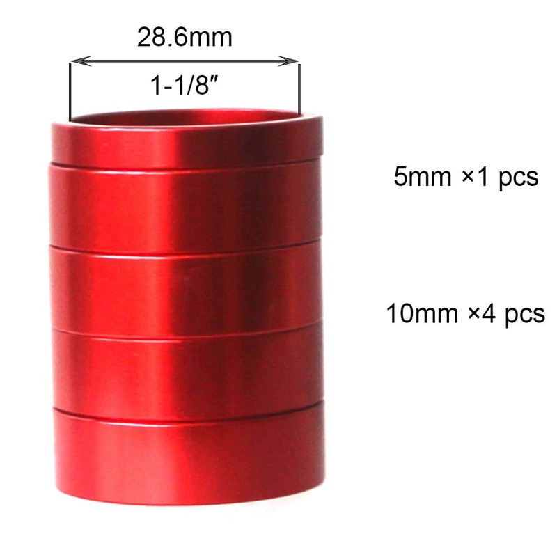 GANOPPER 5 Pieces Bike Alloy MTB Headset Spacer Bicycle 1-1/8