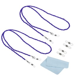 PATIKIL Gafas Cadenas para Mujer, 2uds Elegantes Gafas Cadena Sol Gafas Correa Gafas Cuenta Cuerda Soporte para Lectura Claro Azul Gafas, Oscuro Azul