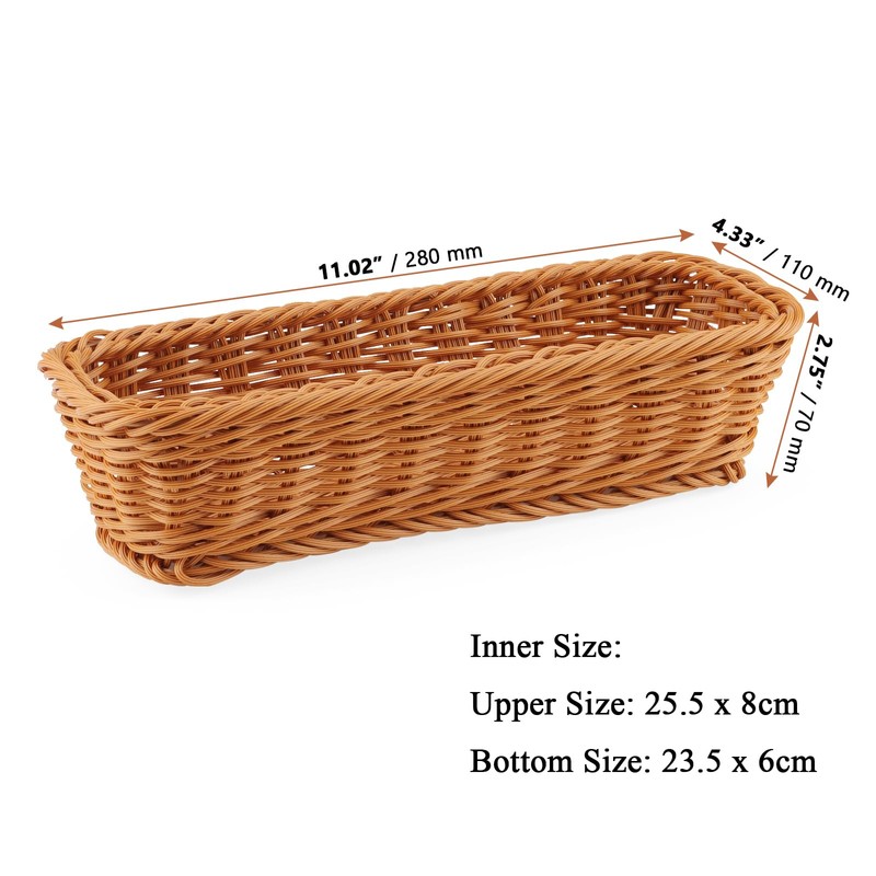 LEXININ 6 Pack 11 Inches Poly Wicker Bread Basket, Woven