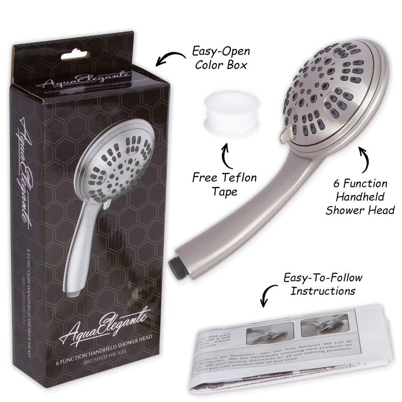 Aqua Elegante 6 Function Luxury Handheld Shower Head - Adjustable