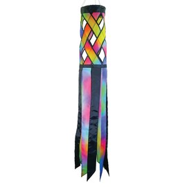 In the Breeze 5215 — Jewel Diagonal Weave 40" Windsock — Colorful Lattice Windsock with Color-Coordinated Tails