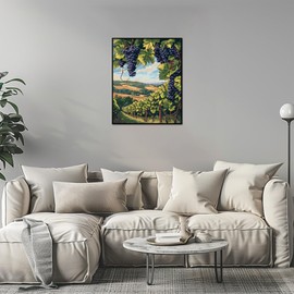 Grape Paint by Numbers for Adults, Vineyard Paint by Number for Beginner on Canvas, Countryside Landscape Easy Acrylic DIY Oil Painting for Holiday Gift, Home Wall Decor(16x20inch, No Frame)