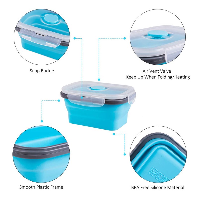 Annaklin Collapsible Food Storage Containers with Lids & Vent, 11.8