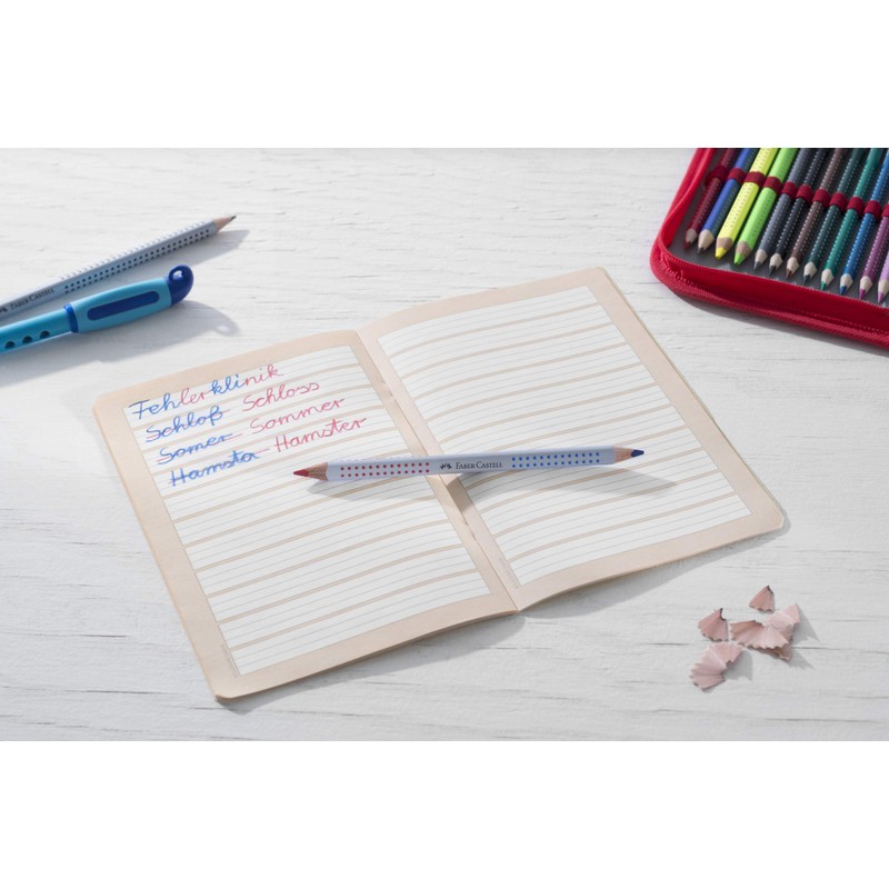 FABER-CASTELL 201734 Jumbo Grip Bicolour Hyphenate Pen, 2 Pens, Red