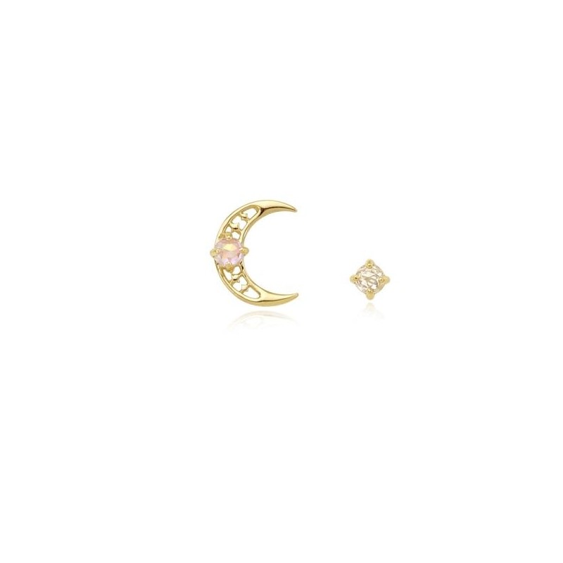 [Custom Made] Gemini Dear Moon Moonstone Unbalanced Constellation Earrings OTE120615B