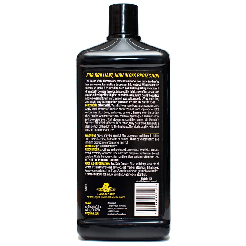 Meguiar’s Flagship Premium Marine Wax, M6332, Easy-to-Use Boat Polish and