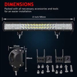AUXTINGS 22 inch 144W LED Light Bar Spot Flood Combo Beam Offroad LED Driving Lights for Jeep Truck Off-Road Vehicles 4x4 ATVS UTVS,12V 24V Waterproof