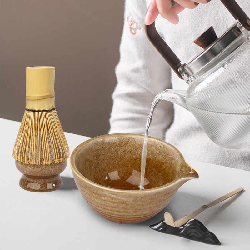 5Pcs Matcha Tea Set with Whisk and Bowl, Ceramic Matcha