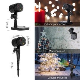 Christmas Lights Laser Projector Outdoor Red and Green Starry Projection Light 3 Working Modes Waterproof Plug in Mountable for Holiday Xmas House Indoor Party New Year Decoration Show