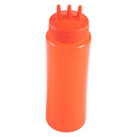 16 Ounce Condiment Squeeze Bottles, 6 Squeeze Bottles With Triple Dispersion Tips - Medium, Flexible, Red Plastic Ketchup Bottles, For Dispensing Sauces Or Oils - Restaurantware