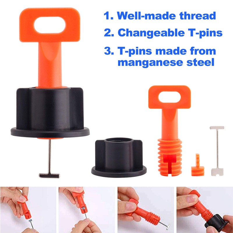 Tile Leveling System Kit with 100pcs Tile Leveler & 2