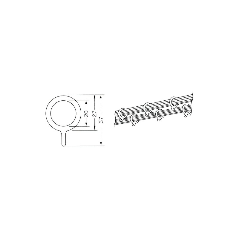 Fullness Curtain Ring Runner SS 10-Piece Set Diameter Approx. 1.06