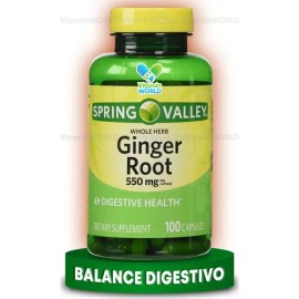 Spring Valley Raiz De Gengibre 500mg 100 Capsulas Vegetarian Sabor Sin Sabor