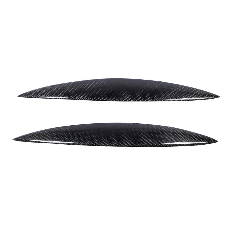 2pcs Carbon Fiber Headlight Eyebrows Left Right Glossy 3K Twill