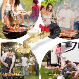 UJW Propane Refill Adapter with Valve and Gauge,Fill 1 lb Bottles from 20 lb Tank,Fits QCC1 / Type1 Propane Tank and 1 lb Throwaway Disposable Cylinder Propane Bottle Connector