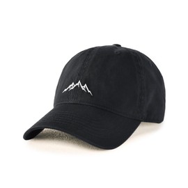 FURTALK Mountain Dad Hat Unstructured Soft Vintage Washed Cotton Outdoor Baseball Cap Black