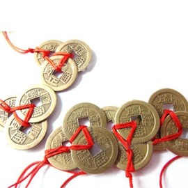 YPY 2 Pack Chinese Feng Shui Coins Set & Lucky Charm Ancient I Ching Coins for Prosperity Protection Good Fortune Wealth and Successes (2, Triangle Ornaments)