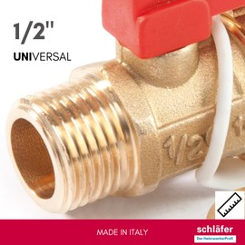 Schläfer 704410 | ITAP 1/2" Boiler Drain Ball Valve with Hose Connector and Cap, Ball Valve Male Thread 1/2" (DN15) Yellow Brass, Nylon Lever