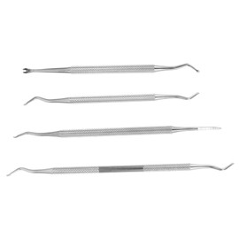 Baluue 4pcs Professional Nail Tools for Manicure and Pedicure Ergonomic Design Cuticle and Nail Silver for Daily Care